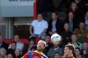 On the head: Crystal Palace's Glen Murray gets up for one against Cardiff on Saturday