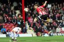 Flying high: Brentford's Lasse Vibe is in goal-scoring form