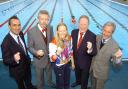 Top Paralympic swimmer Susie Rodgers at Charlton Lido's relaunch, pictured middle with L-R Managing director of GLL Mark Sezans, David Golton of London Marathon Charitable trust,  Cllr Peter Kotz and Cllr Jim Gillman.
