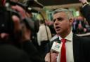 Getting political: Sadiq Khan at the election count