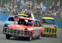 Out on front: Fans' favourite Gordoun Coull leads the way in the historic stock cars