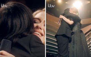 Adele was surprised on stage during An Audience With Adele by her Balham school teacher Ms McDonald (photos: ITV)