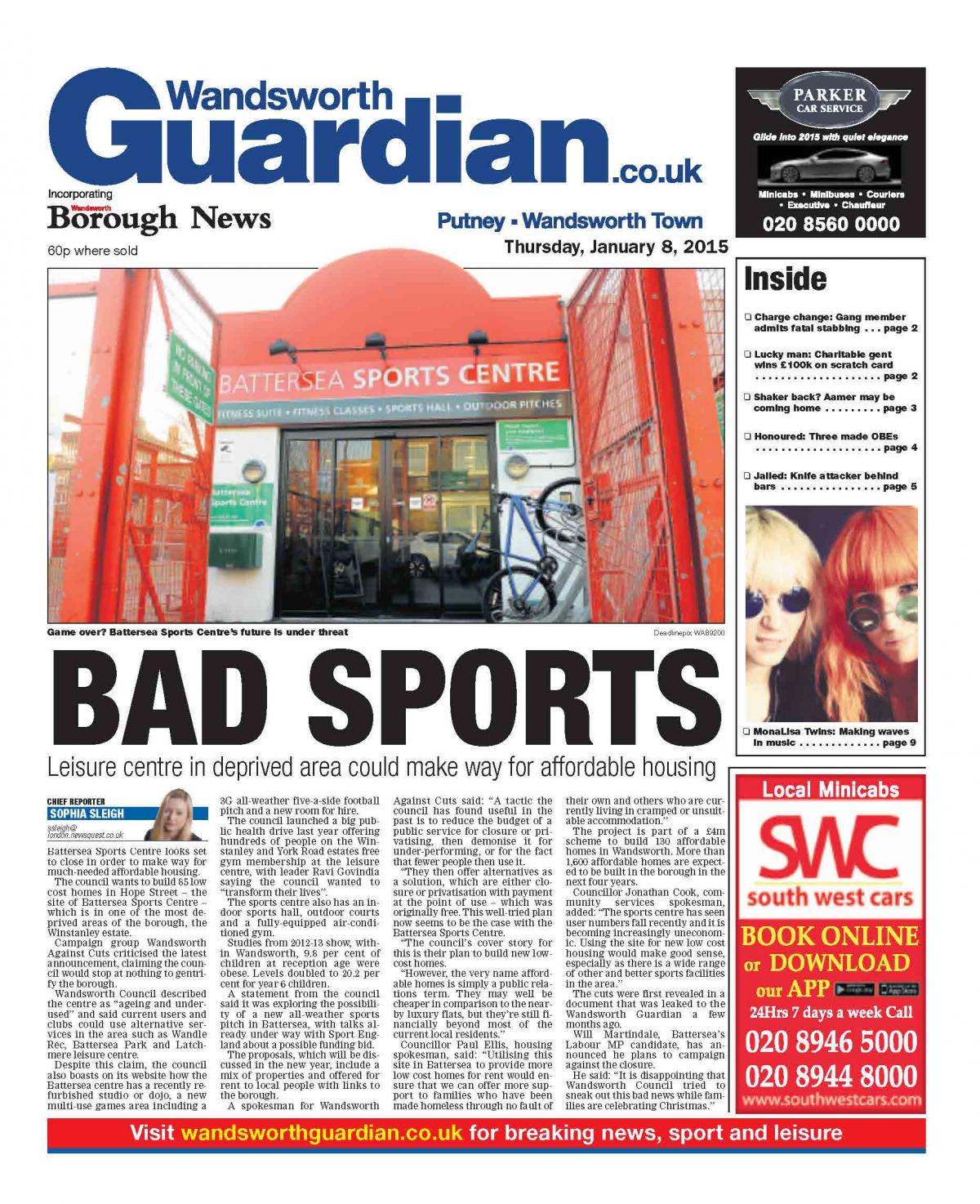 Wandsworth Guardian front pages 2015