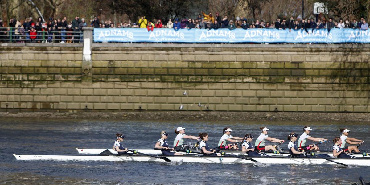 The women's race, where Cambridge came up against flooding problems in their boat