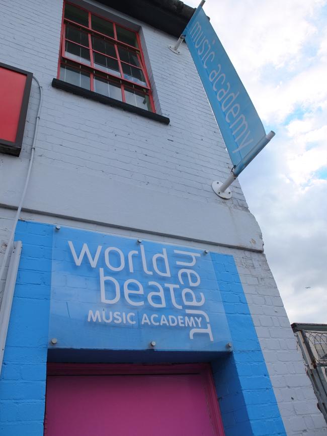 Entrance to world heartbeat academy, Wandsworth