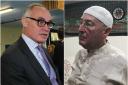Crispin Blunt MP, above left, has criticised Surrey's Police and Crime Commissioner Kevin Hurley, pictured above right at a mosque in Woking on Sunday