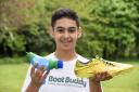 Arminder Singh Dhillon with his invention, the Boot Buddy