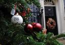 Decorations on the Christmas tree outside 10 Downing Street in London
