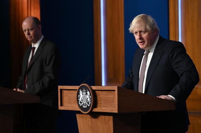 Prime Minister Boris Johnson addressed the nation from Downing Street alongside Chief Medical Officer Chris Whitty and Chief Scientific Officer Sir Patrick Vallance. Picture: PA
