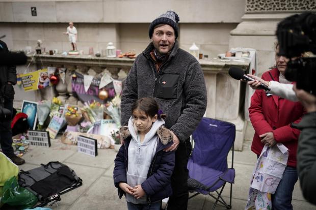 Wandsworth Times: Richard Ratcliffe, the husband of Iranian detainee Nazanin Zaghari-Ratcliffe, with his daughter Gabriella, he is ending his hunger strike in central London after almost three weeks. Credit: PA