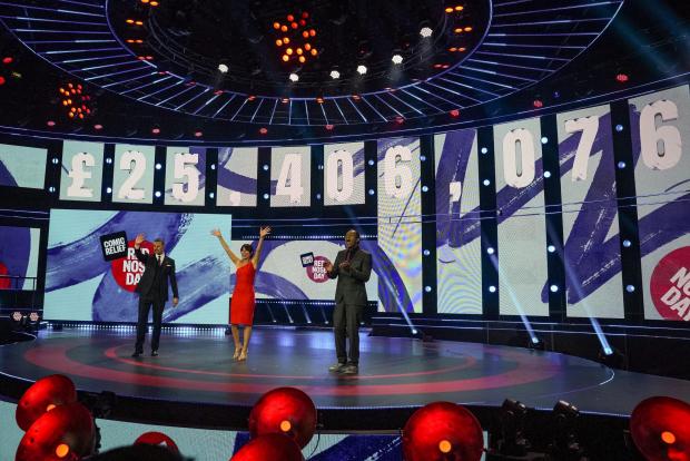 Wandsworth Times: BBC handout photo of (left to right) Paddy McGuinness, Davina McCall and Lenny Henry presenting Comic Relief 2021. A total of £45,938,942 was raised during the 2021 event. 
