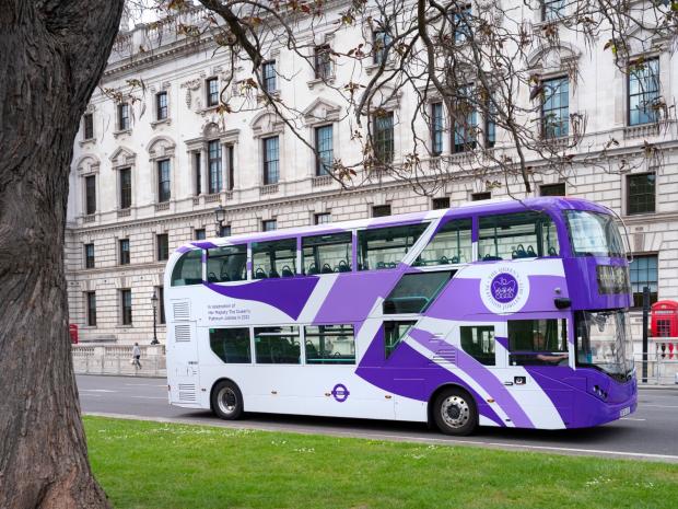 Wandsworth Times:  The iconic red has vanished from London buses as they get a purple makeover. (PA)