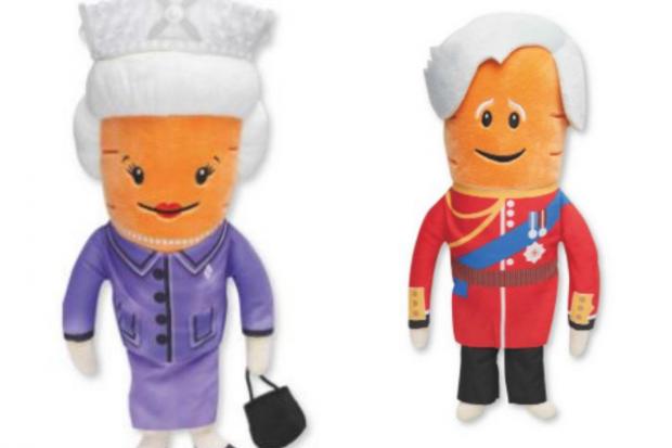 Wandsworth Times: Kevin the Carrot toys: (right) the Queen and (left) Prince Charles (Aldi/Canva)