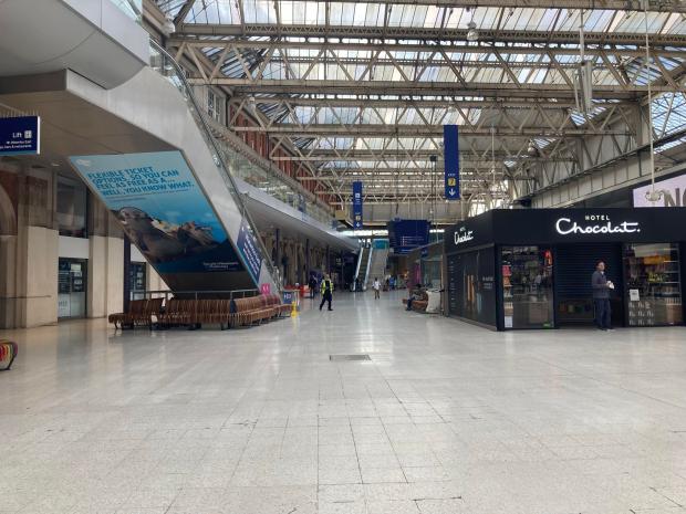 Wandsworth Times:  A deserted Waterloo Station during rail strike on June 21, 2022 (photo: Robert Firth)