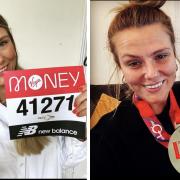 Amy Stone, 31, ran the London marathon on her own despite it being cancelled due to Covid concerns. Image via Macmillan