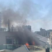 Part of the Wandsworth flat's balcony caught on fire