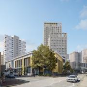 CGI of the proposed development for 57-59 Lombard Road, Wandsworth, as viewed from Lombard Road. Credit: Hawkins Brown/Greystar