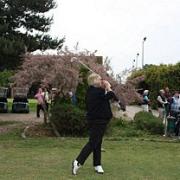 Picture perfect: Laura Davis on the first tee