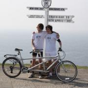 Ed and Jonti at Land's End after their mammoth journey