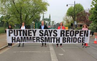 Putney MP Fleur Anderson campaigning for the reopening of Hammersmith Bridge. Credit: Office of Fleur Anderson