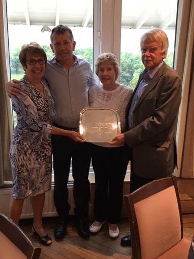Purley Downs’ lady captain Frances Wood, Stephen Ludlam, Marion Ludlam and Purley Downs’ men’s captain Keith Pitts